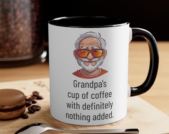 Opa's zeker niets toegevoegd koffiekopje, grootvader koffiemok, Vaderdagcadeau, aangepaste naam cadeau, cadeau-idee voor opa, papa