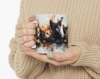 Painted Kittens Mug, Animal Art Mug, Kitten Mug, Cats Mug, Painting, Kitties Mug, Cute, Gift Idea, Gift For Her, Gift For Him, Gift For Dad