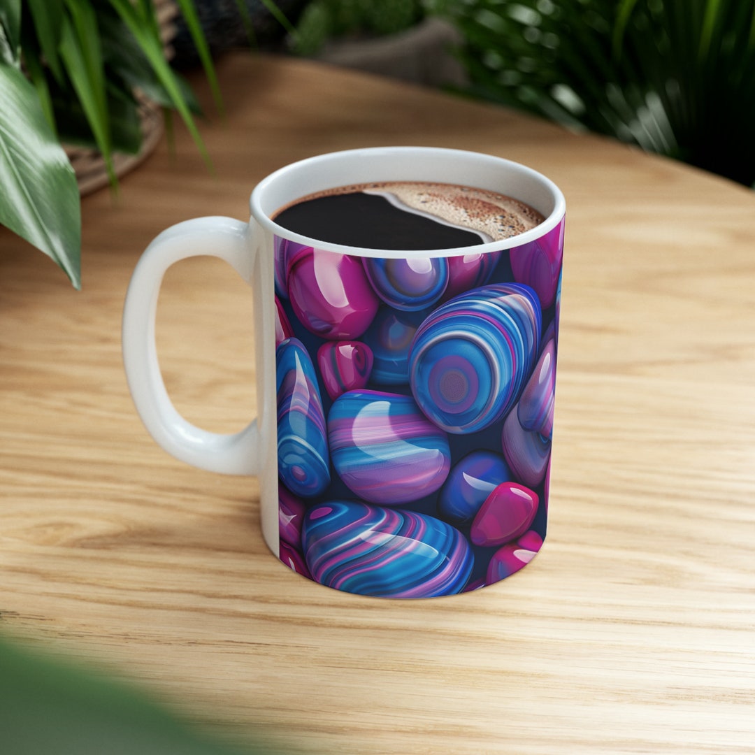 That Rocks Mug Glossy Pink and Blue River Rocks Mug, Stones Mug, Rocks Mug, Pretty ...