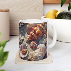 Seashells Of Ocean Beach Coffee Cup, Sand And Shells Mug, Sea Creatures Mug, Ocean Mug, Gift Idea, Finding Nemo, Gift For Her, Gift For Him