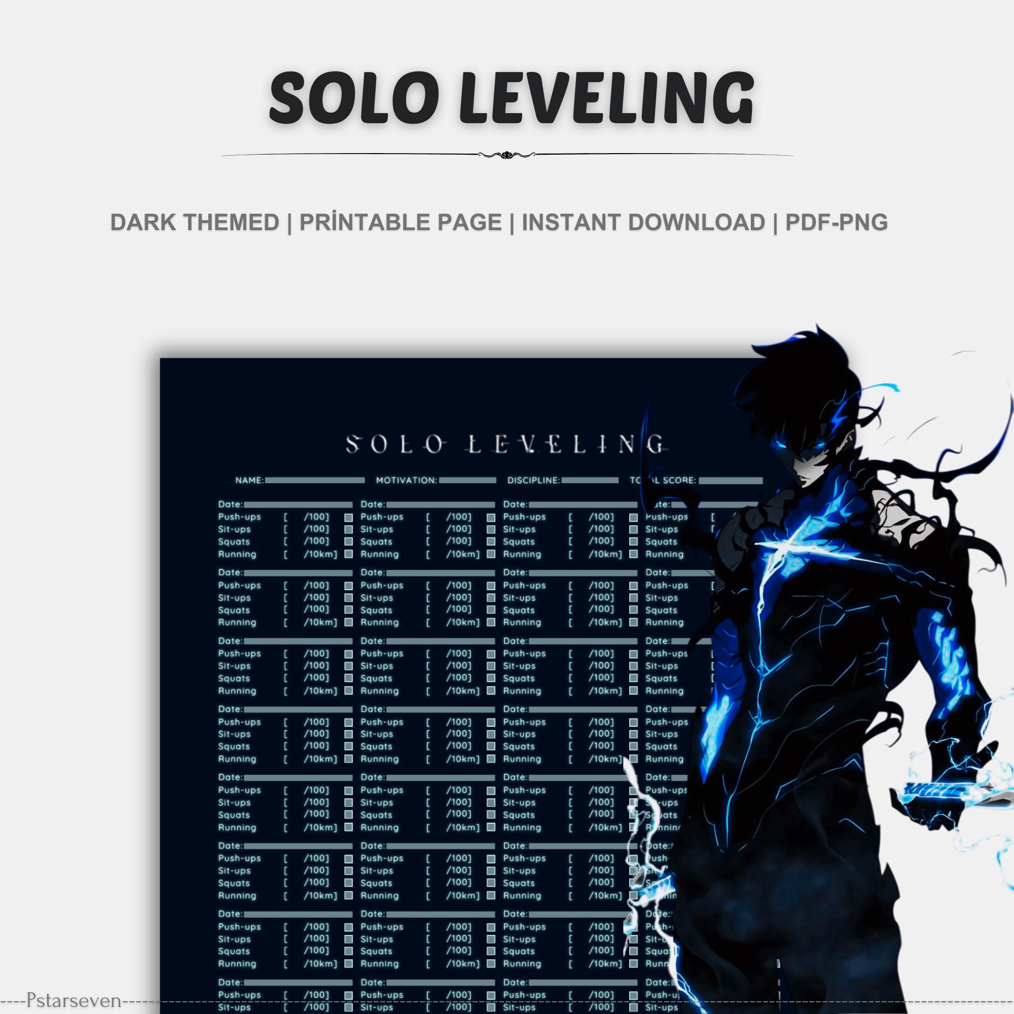 Solo Leveling Gym Tracker: Sung Jin-woo Fitness Planner (PDF - PNG
