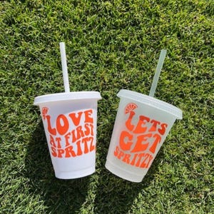 Love at First Spritz Bachelorette Cups, Feeling Spritzy, Bridesmaid Gift, Sun and Spritz Bach, Bach Party Favors, Aperol, Hen Party Cups