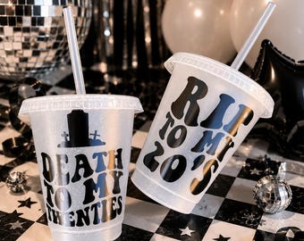 Death to My 20s Tumbler, Funny 30th Birthday Party Cups with Lid