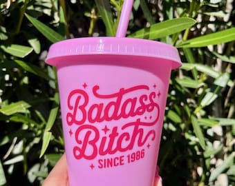 40th Birthday Cups, Badass Bitch Since 1986, Adult Party Favor, Forty and Fabulous