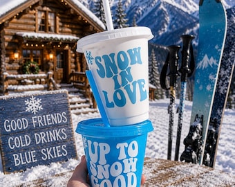 Bachelorette Party Cups, Snow in Love, Up to Snow Good, Ski Trip Bridal Shower