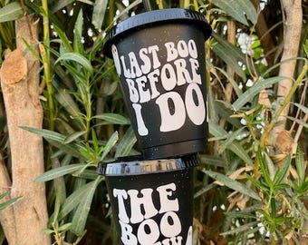 Last Boos Before I Do's, The Boo Crew Bachelorette Cups, Hen Party Cups, Halloween Bach Party, Witchy Bachelorette, Gothic, Spooky Bride