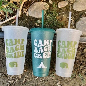Camp Bachelorette Cups, Camp Bachelorette Bride, Camp Bachelorette Party Favors, Lake Camp Bachelorette, Camping Decorations, Cabin Bride