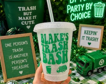 Personalized Trash Bash Tumbler, Garbage Truck Party Favor Cup