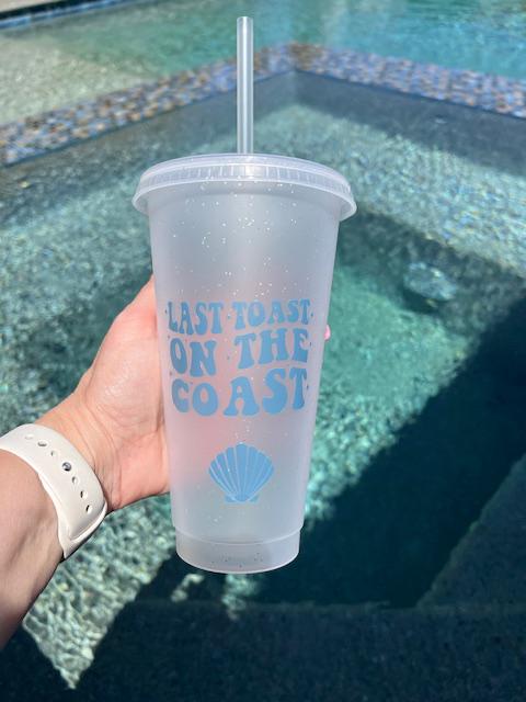 Last Toast on the Coast Cups with Lid and Straw, Bachelorette Cups, Sippin Seaside, Coast Bach, Personalized Hen Party Cups, Charleston