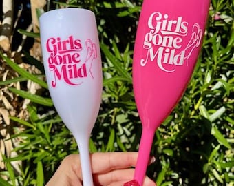Girls Gone Mild Champagne Flute Glasses, Prosecco and Pjs, Girls Night In, Spa Bachelorette, Relaxing Bach Party, Spa Bridal Shower