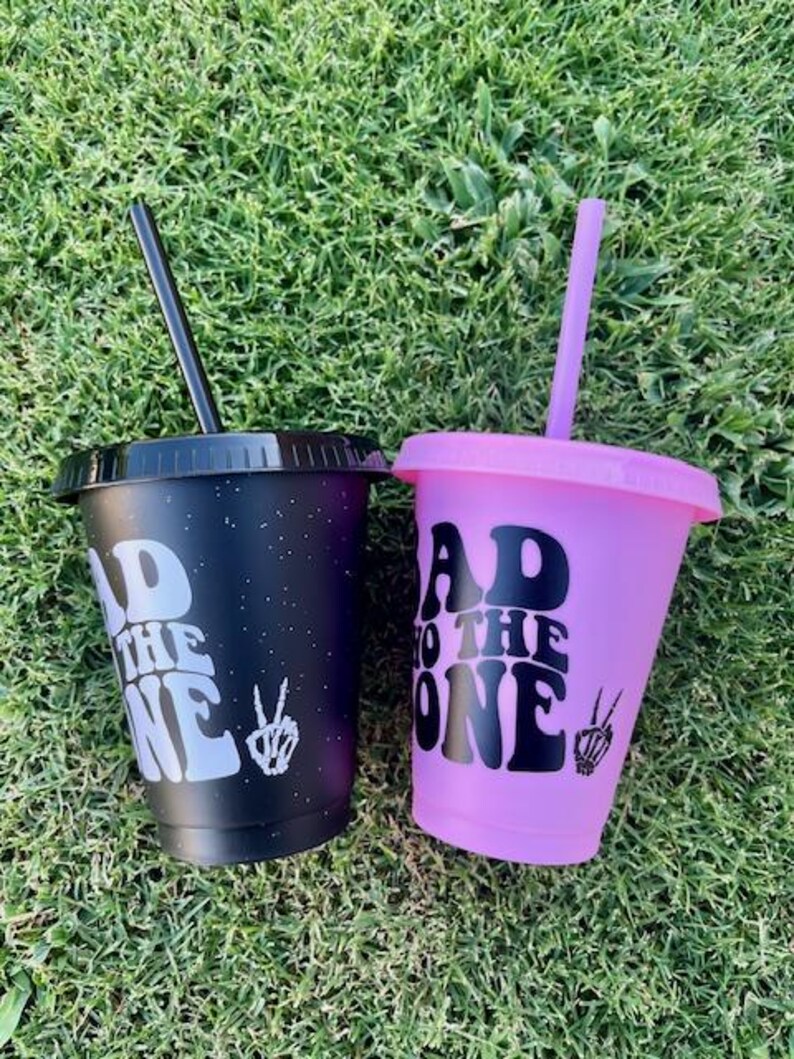 Bad Two The Bone 2nd Birthday Party Cups, party cup custom, Kids Party Favor, Kids Tumbler with Lid and Straw, Skelton Theme Party Decor Bild 3