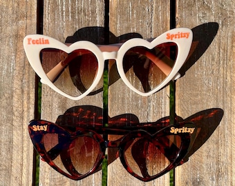 Love at First Spritz Heart Shaped Sunglasses, Feeling Spritzy, Bridesmaid Gift, Bridal Shower, Bach Party Favors, Aperol Spritz, Italy