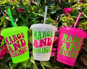 Margs and Matrimony Cups, Bachelorette party favours, Final Fiesta, Bridal Shower, Personalized Bach Cups, Gift for Bridesmaids, Cancun