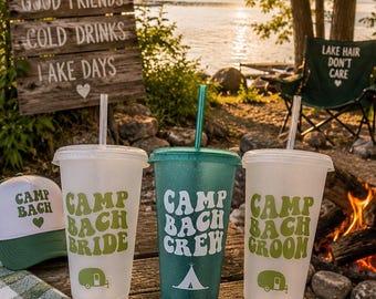 Camp Bachelorette Party Cups, Camping Theme Favors, 24 oz