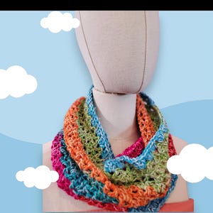 Crochet Cowl Pattern, Fun, Colorful, Easy Crochet, Beginner Cowl, Fall, Autumn, Quick, One Skein, Fast Project, Gift for her