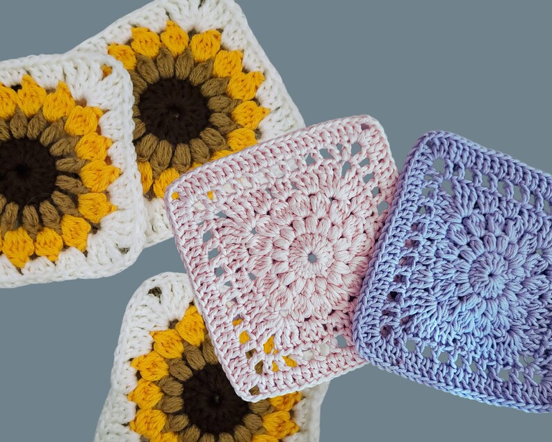 Easy Sunflower Granny Square Pattern, Beginner Crochet Sunflower ...