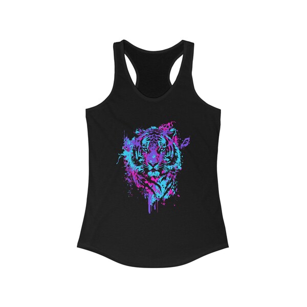 Womens vibrant tiger tank top, customized tank top, perfect splat of colors, unique custom made, spoil her, spoil yourself!