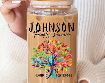 Personalized Family Reunion Sipper Glass,  Family Tree Keepsake, 16oz