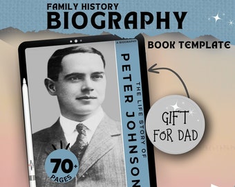 Family History Book Template, Ancestry Biography, Genealogy Workbook (Canva Digital Download for iPad)
