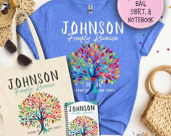 Sac fourre-tout personnalisé pour réunion de famille, motif arbre aux feuilles colorées