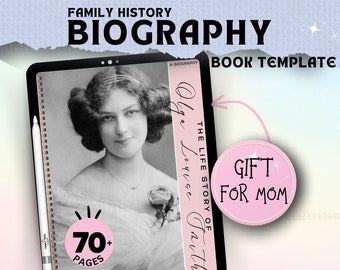 Editable Family History Book Template, Grandma's Biography, Genealogy Workbook (Canva, Digital Download)