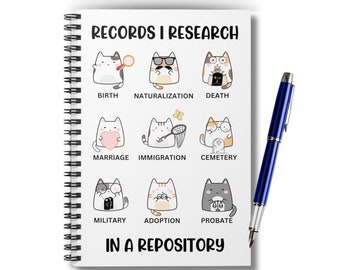 Cat Family Historian Notebook, Genealogy Research Journal
