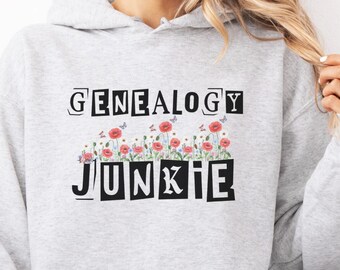 Genealogie-Junkie-Hoodie: Floraler Stammbaum, lustiges Geschenk der Vorfahren