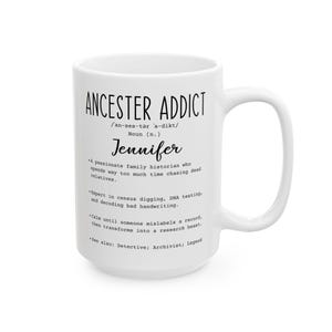 Ancestor Addict Mug: Personalized Genealogy Gift for Family Historians