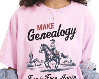 Western Cowboy Genealoge T-Shirt: Genealogie Familiengeschichte Geschenk