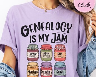 Komfortfarben Genealogie ist mein Jam-Shirt, Grafik-T-Shirt, Ancestry-Stammbaum-Humor, Ancestor-Erbes-Shirt-Geschenk, DNA-Genealoge-Forscher