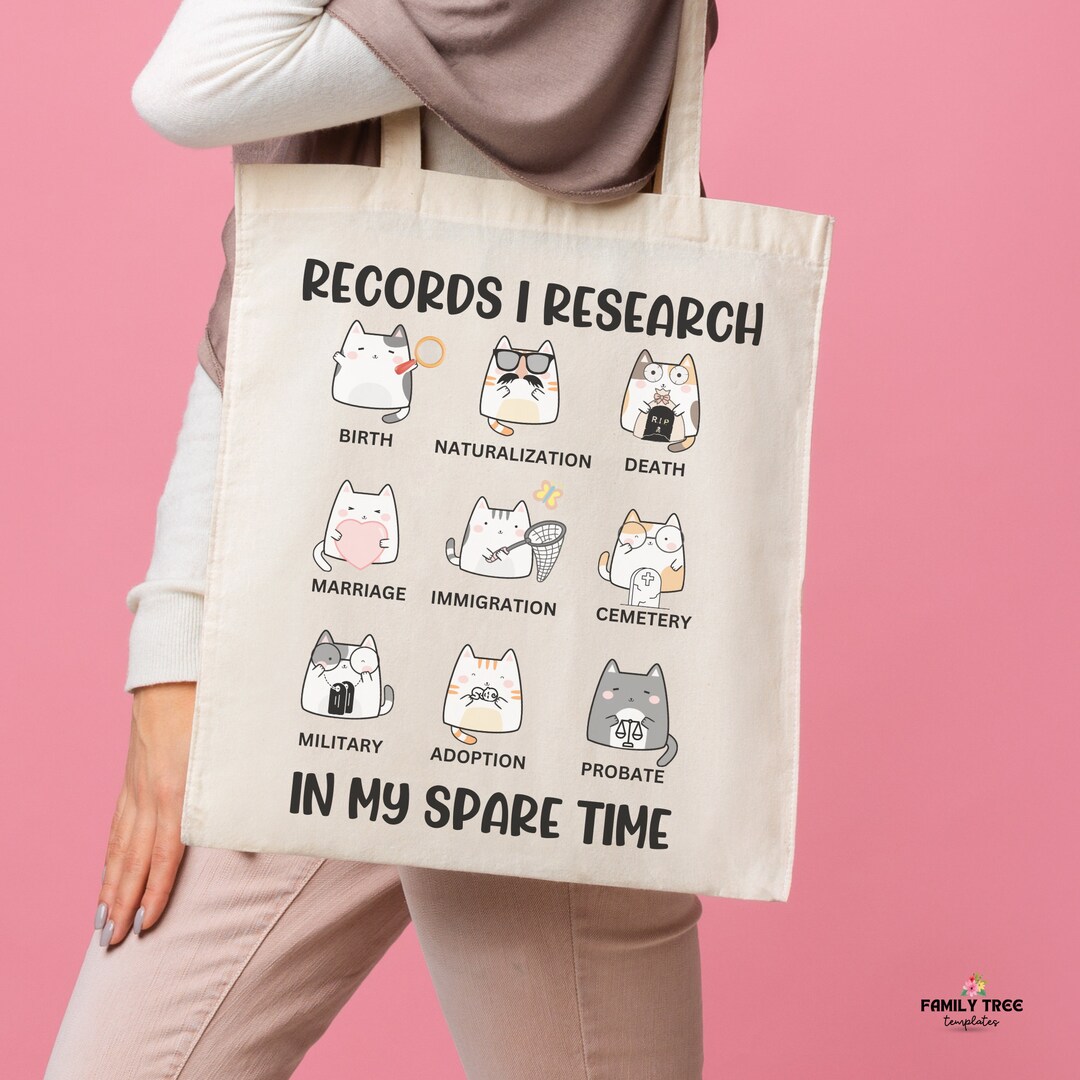 Photo inspiration: Gallery Detail: Genealogy Cat Tote Bag Family History Research 100 Cotton Canvas