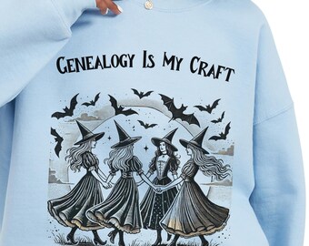Witchy Ahnenforscher Sweatshirt: Lustige Halloween Familiengeschichte Rundhalsausschnitt