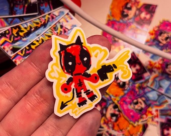 Pegatinas de humor diabólico de DEADPOOL de Sketchbook: ¡Amor, odio, ajá!