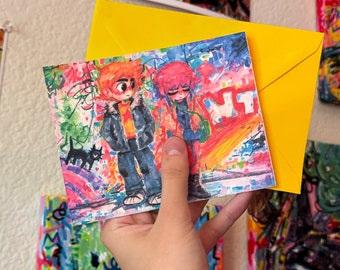 Small PRINT Scott Pilgrim and Ramona Flowers x silly colorful vibesss x LETTERS
