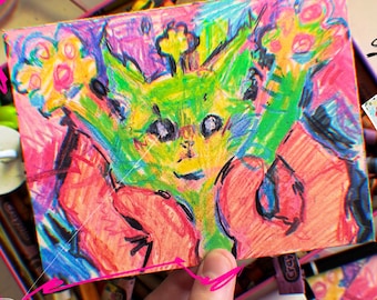 Alien Kitty UFO Poster: Green Cat Meme Art