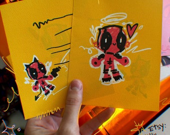 Deadpool EVIL ANGEL coolest postcard x silly kawaii best boy