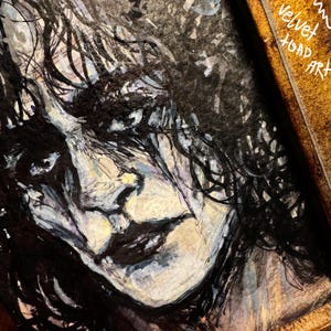 The Crow 1994 movie x Art with gold x brown vintage spooky frame x gothic decor for your spooky home