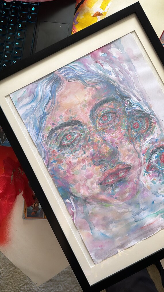 水彩画 青い目の男