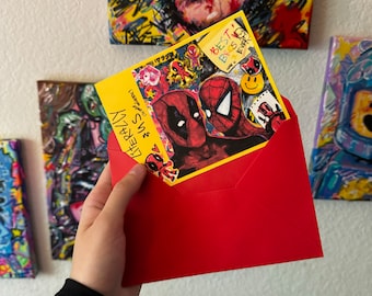 Small PRINT Spideypool best bro ever x silly colorful vibesss x LETTERS