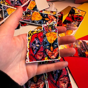 Deadpool & Wolverine sticker from big sketchbook love hate vibes