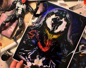 STAMPA Spider-Man x Venom atmosfera da vecchi fumetti sciocco colorato x LETTERE