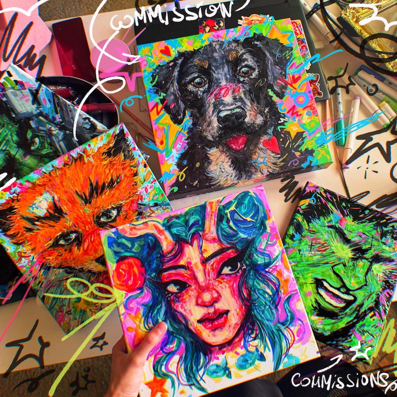 Custom ART Commissions x perfect cute gift for any fandom lovers with chaotic artstyle image 1
