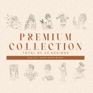 Modern Hmong Minimal Continuous Line Art Collection Bundle 2 | Woman Girl Designs | Hmong Wall Print, Traditional Clothes Xauv Hat Drawings