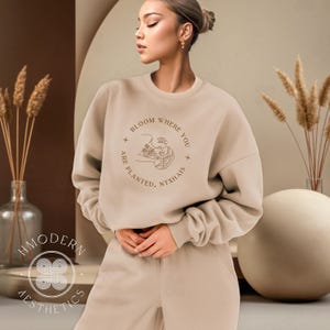 Modern Hmong Womens Sweatshirt Pullover, Bloom Minimal Hmong Clothes, Girl Graphic Designs, Hmong Asian Gifts, Hmong Inspired Trendy Quotes