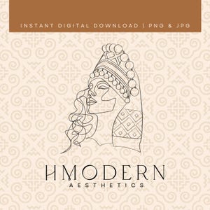 Modern Hmong Minimal Continuous Line Art | Pretty Hmong Woman Girl Illustration Design | Hmong Wall Art Traditional Long Vintage Hat Drawing