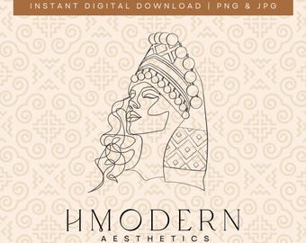 Moderne Hmong minimale doorlopende lijntekeningen | Mooie Hmong-vrouw meisje illustratie ontwerp | Hmong-muurkunst traditionele lange vintage hoedentekening