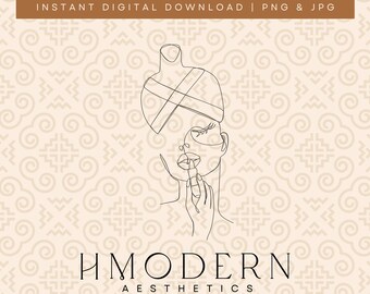 Modern Hmong Minimal Continuous Line Art | Woman Girl Makeup Lipstick Illustration Design | Hmong Wall Art Print, Traditional Hat Drawing