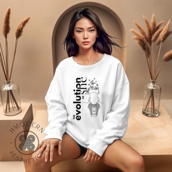Modern Hmong Womens Sweatshirt Pullover, Evolution, Minimal Hmong