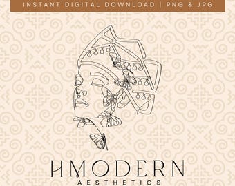 Nowoczesna Hmong Minimal Continuous Line Art | Ilustracja kobiety dziewczyny latających motyli | Hmong Print, tradycyjny projekt rysunku kapelusza księżniczki