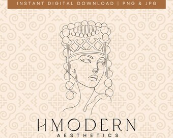 Modern Hmong Minimal Continuous Line Art | Pretty Woman Girl Illustration Design | Hmong Wall Art Print, Traditional Long Pom Hat Drawing